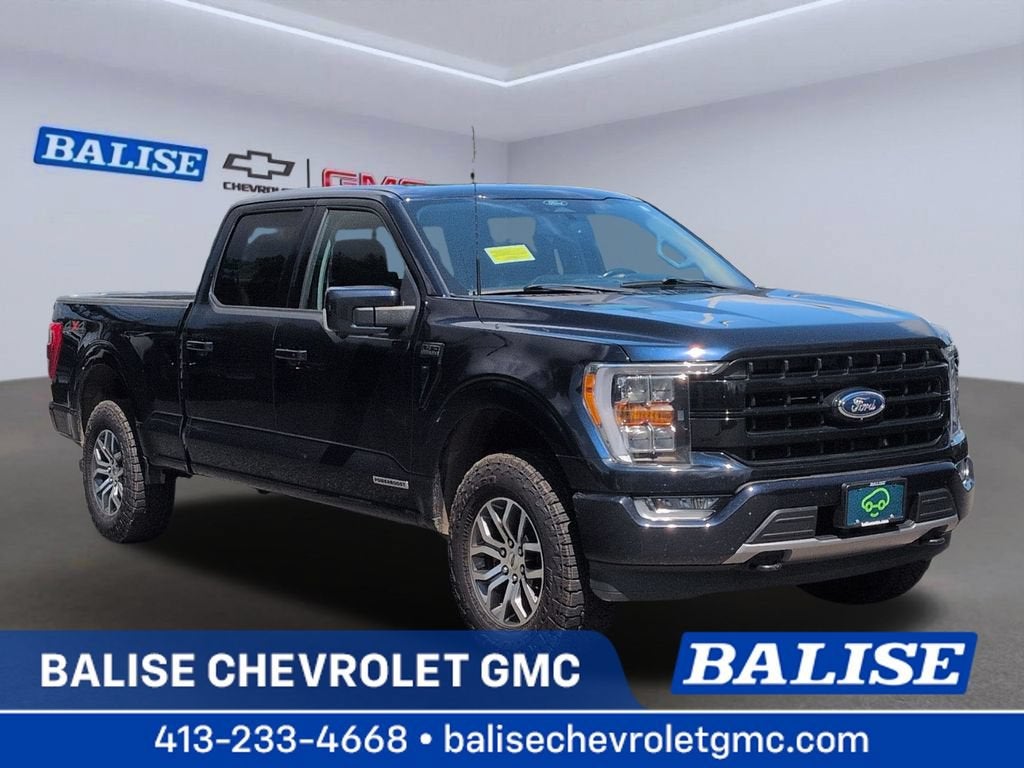 2022 Ford F-150 LARIAT in Blue — front three-quarter view