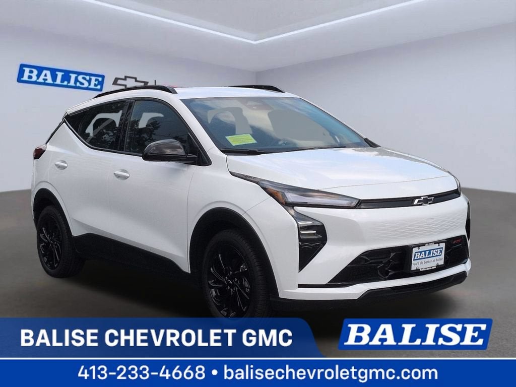 2027 Chevrolet Bolt RS in Summit White — front three-quarter view