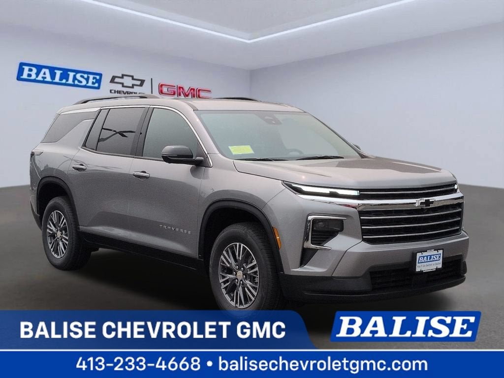 2026 Chevrolet Traverse LT in Sterling Gray Metallic — front three-quarter view