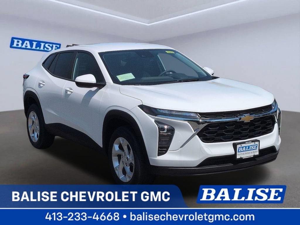 2026 Chevrolet Trax LS in Summit White — front three-quarter view
